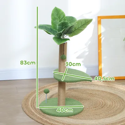 PawHut - Arbre à chat avec plateforme, griffoir, 2 boules - beige vert