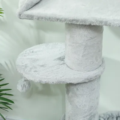 PawHut - Arbre à chat griffoir,hamac,boule,plateformes -H.103cm -Gris clair PawHut - Arbre à chat griffoir,hamac,boule,plateformes -H.103cm -Gris clair