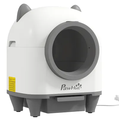 PawHut - Bac à litière autonettoyante 80L - blanc gris PawHut - Bac à litière autonettoyante 80L - blanc gris