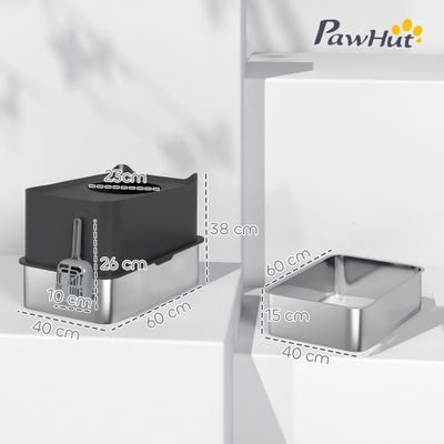 PawHut - Maison de Toilette XL 65L Grande Taille H.38cm-Noir