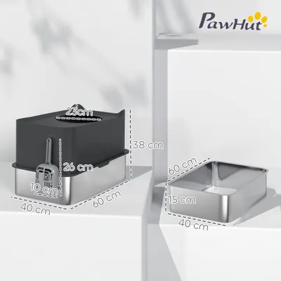 PawHut - Maison de Toilette XL 65L Grande Taille H.38cm-Noir PawHut - Maison de Toilette XL 65L Grande Taille H.38cm-Noir