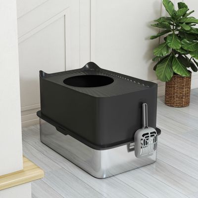 PawHut - Maison de Toilette XL 65L Grande Taille H.38cm-Noir