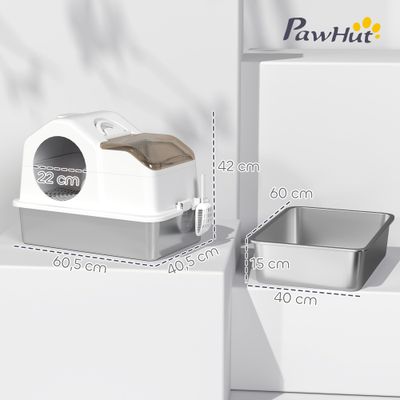 PawHut ? Maison de toilette bac à litière chat pelle poignée