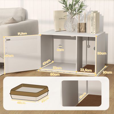 PawHut - Maison de toilette chat avec porte, griffoir, jeu boule-blanc