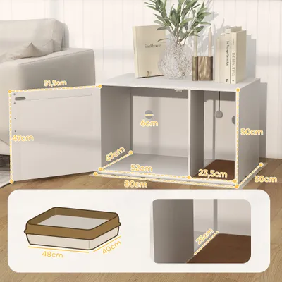 PawHut - Maison de toilette chat avec porte, griffoir, jeu boule-blanc