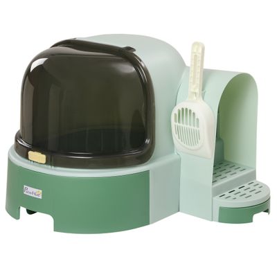 PawHut - Maison de toilette chat design capsule spatiale - vert noir