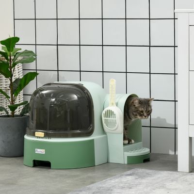 PawHut ? Maison de toilette litière pour chat design capsule spatiale