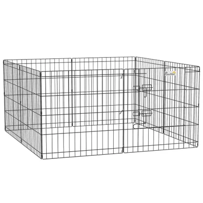 PawHut - Parc pour chiens modulable avec porte verrouillable H.61cm - noir