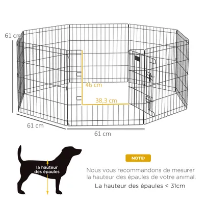 PawHut - Parc pour chiens modulable avec porte verrouillable H.61cm - noir
