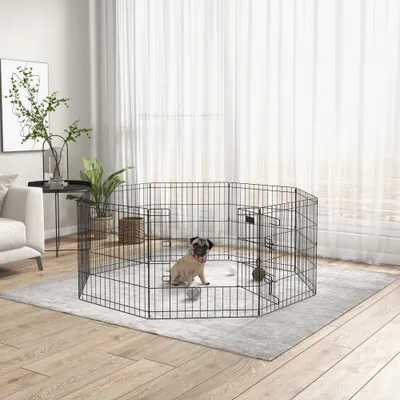 PawHut - Parc pour chiens modulable avec porte verrouillable H.61cm - noir