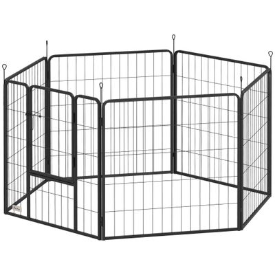PawHut - Parc chien modulable pliable 6 panneaux porte H.80cm-noir