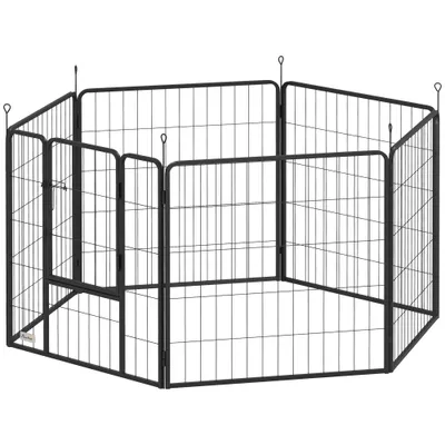 PawHut - Parc chien modulable pliable 6 panneaux porte H.80cm-noir PawHut - Parc chien modulable pliable 6 panneaux porte H.80cm-noir
