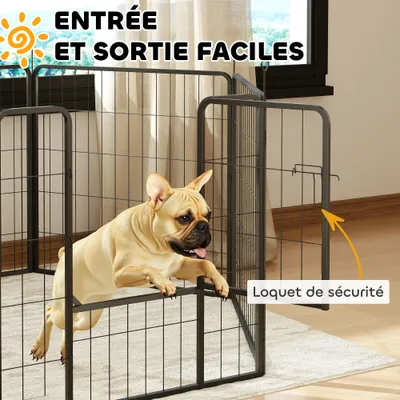 PawHut - Parc chien modulable pliable 6 panneaux porte H.80cm-noir PawHut - Parc chien modulable pliable 6 panneaux porte H.80cm-noir