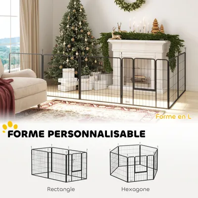 PawHut - Parc chien modulable pliable 6 panneaux porte H.80cm-noir PawHut - Parc chien modulable pliable 6 panneaux porte H.80cm-noir