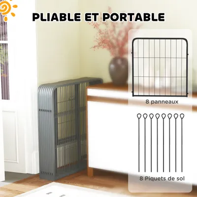 PawHut - Parc chien 8 panneaux modulables porte verrouillable - noir
