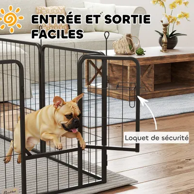 PawHut - Parc chien 8 panneaux modulables porte verrouillable - noir