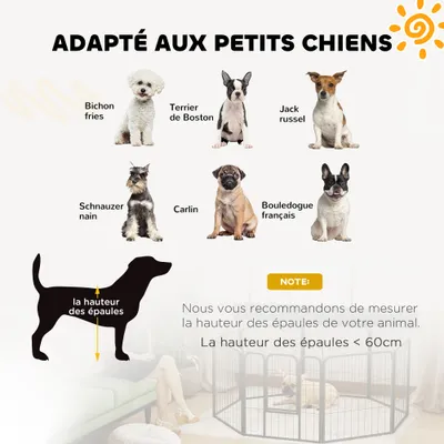 PawHut - Parc chien 8 panneaux modulables porte verrouillable - noir