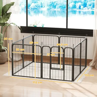 PawHut - Parc chien 8 panneaux modulables porte verrouillable - noir