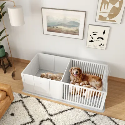 PawHut - Parc de mise bas pour chien  - H.50cm - blanc