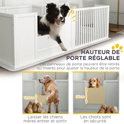 PawHut - Parc de mise bas pour chien  - H.50cm - blanc