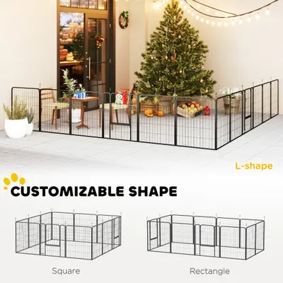 PawHut - Enclos Modulable Pliable 12 Panneaux Porte Verrouillable - Noir