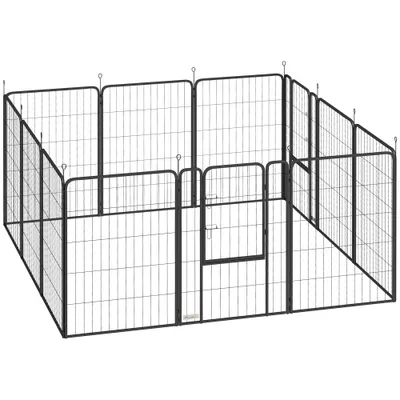 PawHut - Enclos Modulable Pliable 12 Panneaux Porte Verrouillable - Noir