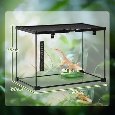 PawHut - Terrarium avec couvercle verrouillable et accessoires - noir PawHut - Terrarium avec couvercle verrouillable et accessoires - noir