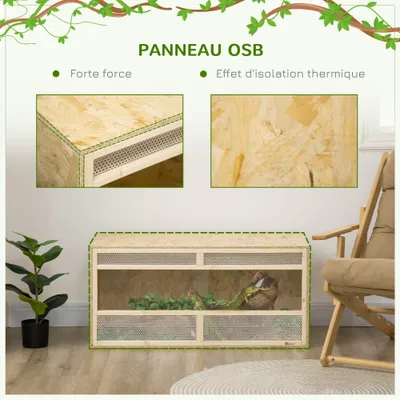 PawHut - Terrarium-2 portes couliss. verre trempé parois maillées - naturel PawHut - Terrarium-2 portes couliss. verre trempé parois maillées - naturel