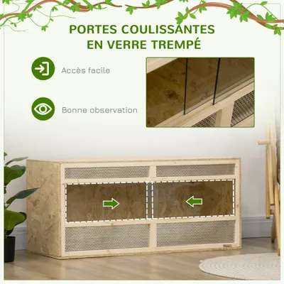 PawHut - Terrarium-2 portes couliss. verre trempé parois maillées - naturel PawHut - Terrarium-2 portes couliss. verre trempé parois maillées - naturel