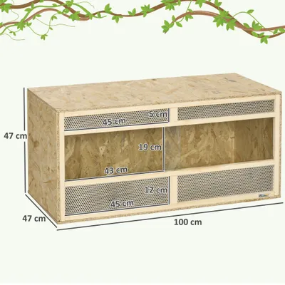 PawHut - Terrarium-2 portes couliss. verre trempé parois maillées - naturel PawHut - Terrarium-2 portes couliss. verre trempé parois maillées - naturel