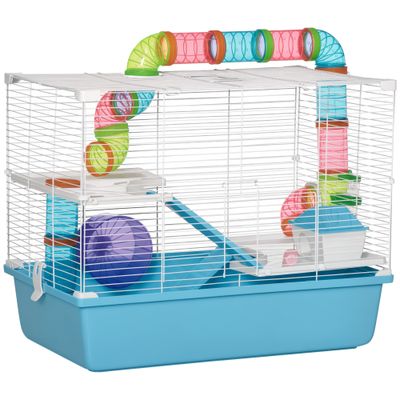 PawHut - Cage à hamsters 3 niveaux- H.47cm - bleu blanc