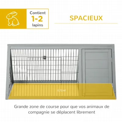 PawHut - Clapier triangulaire double porte extérieur H.52,5cm-gris