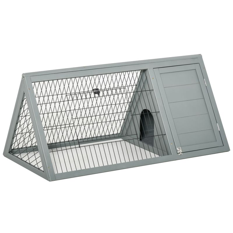 PawHut - Clapier triangulaire double porte extérieur H.52,5cm-gris