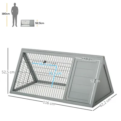 PawHut - Clapier triangulaire double porte extérieur H.52,5cm-gris