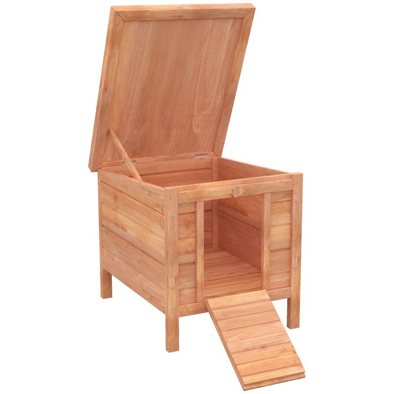 PawHut - Clapier Porte Rampe Verrouillable Toit Ouvrant Bitumé - orange
