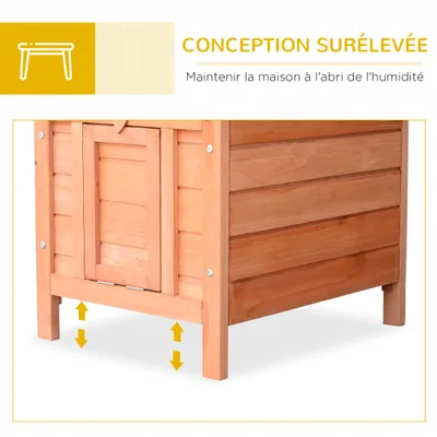 PawHut - Clapier Porte Rampe Verrouillable Toit Ouvrant Bitumé - orange