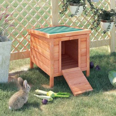 PawHut - Clapier Porte Rampe Verrouillable Toit Ouvrant Bitumé - orange