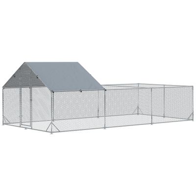 PawHut -  Enclos poulailler chenil 18m² espace H.195 cm - gris