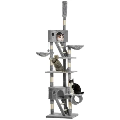 PawHut - Arbre à chat XXL réglable multi-équipement H.240-260cm - gris PawHut - Arbre à chat XXL réglable multi-équipement H.240-260cm - gris