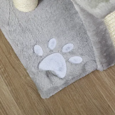 PawHut - Arbre à chat design-griffoir, jeu rotatif, panier, tunnel-gris PawHut - Arbre à chat design-griffoir, jeu rotatif, panier, tunnel-gris