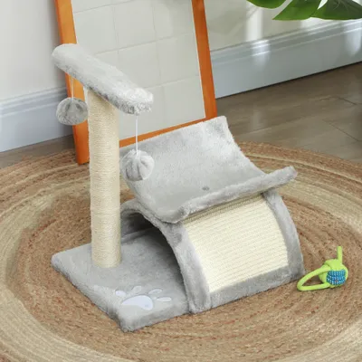 PawHut - Arbre à chat design-griffoir, jeu rotatif, panier, tunnel-gris PawHut - Arbre à chat design-griffoir, jeu rotatif, panier, tunnel-gris
