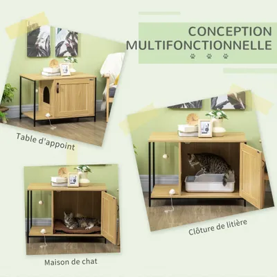 PawHut - Litière chat industriel avec porte latérale, boule - bois clair PawHut - Litière chat industriel avec porte latérale, boule - bois clair