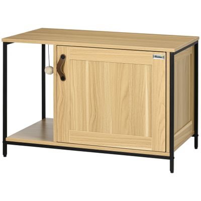 PawHut - Litière chat industriel avec porte latérale, boule - bois clair