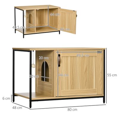 PawHut - Litière chat industriel avec porte latérale, boule - bois clair
