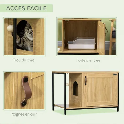 PawHut - Litière chat industriel avec porte latérale, boule - bois clair PawHut - Litière chat industriel avec porte latérale, boule - bois clair