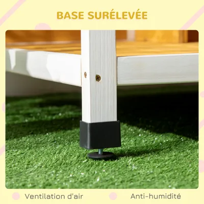 PawHut - Niche pour chien avec terrasse couverte et toit ouvrant - blanc