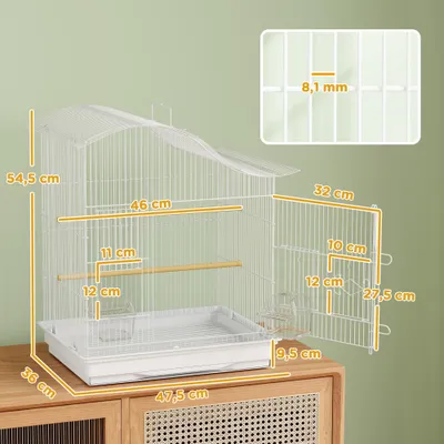PawHut - Cage à oiseau 4 portes H.45cm-blanc PawHut - Cage à oiseau 4 portes H.45cm-blanc