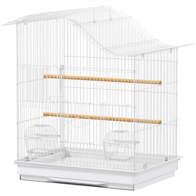 PawHut - Cage à oiseau 4 portes H.45cm-blanc