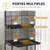 PawHut - Double cage à oiseaux avec roulettes et accessoires H.164cm - noir