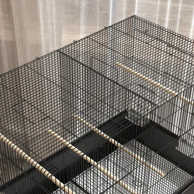 PawHut - cage perroquet sur roulettes avec étagère et plateaux - noir PawHut - cage perroquet sur roulettes avec étagère et plateaux - noir